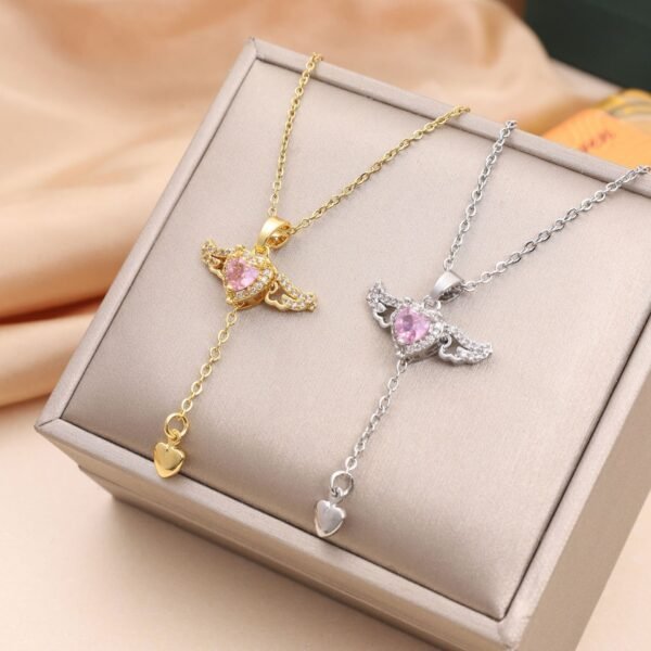 7b206971-2b2d-4bc2-98a0-799cdc697970.jpg Moving Cupid Heart Angel Wings Tassel Necklace With Crystal Clavicle Chain Women Jewelry Gift Valentine's Day