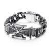 Vintage Old Hand Jewelry Trend Domineering Skull Cross Totem Inlaid Zircon Titanium Steel Bracelet For Men