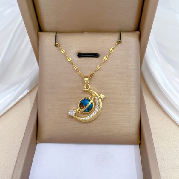 Dream Planet Necklace Stainless Steel Blue Butterfly