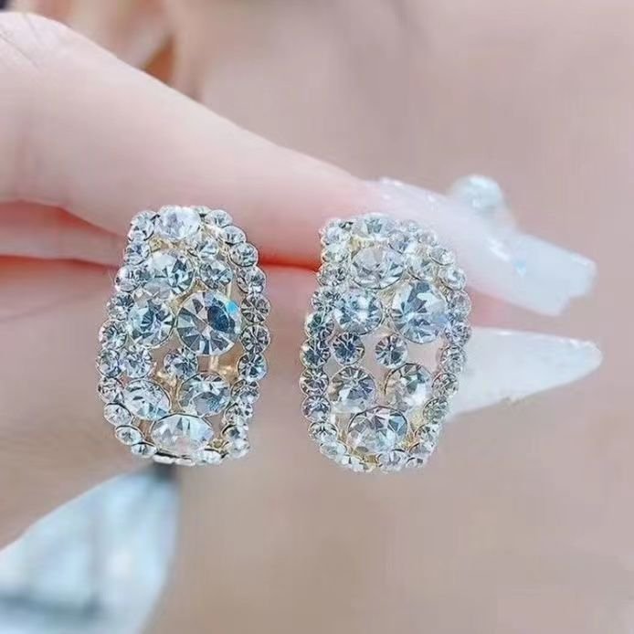 Women's Light Luxury Fashion Grey Crystal Earrings