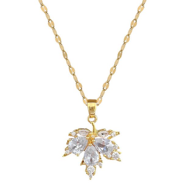 96312008-923c-4f40-9b77-5fd47cdcaaec.jpg Maple Leaf Light Luxury Temperament Necklace Ear Stud Jewelry Suit Women