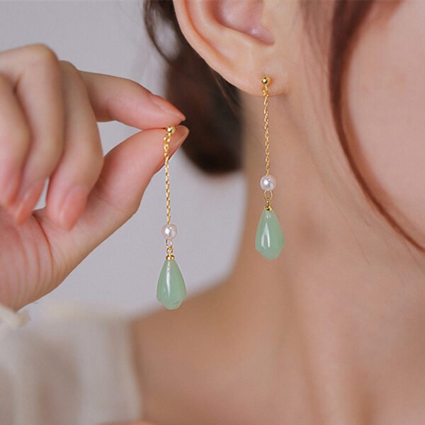 96bfca92-8b52-4faf-b0f7-4d4d32dfcd18-1.jpg Flowers Hetian Jade Earrings Sterling Silver Long Earrings High Sense Ear Rings