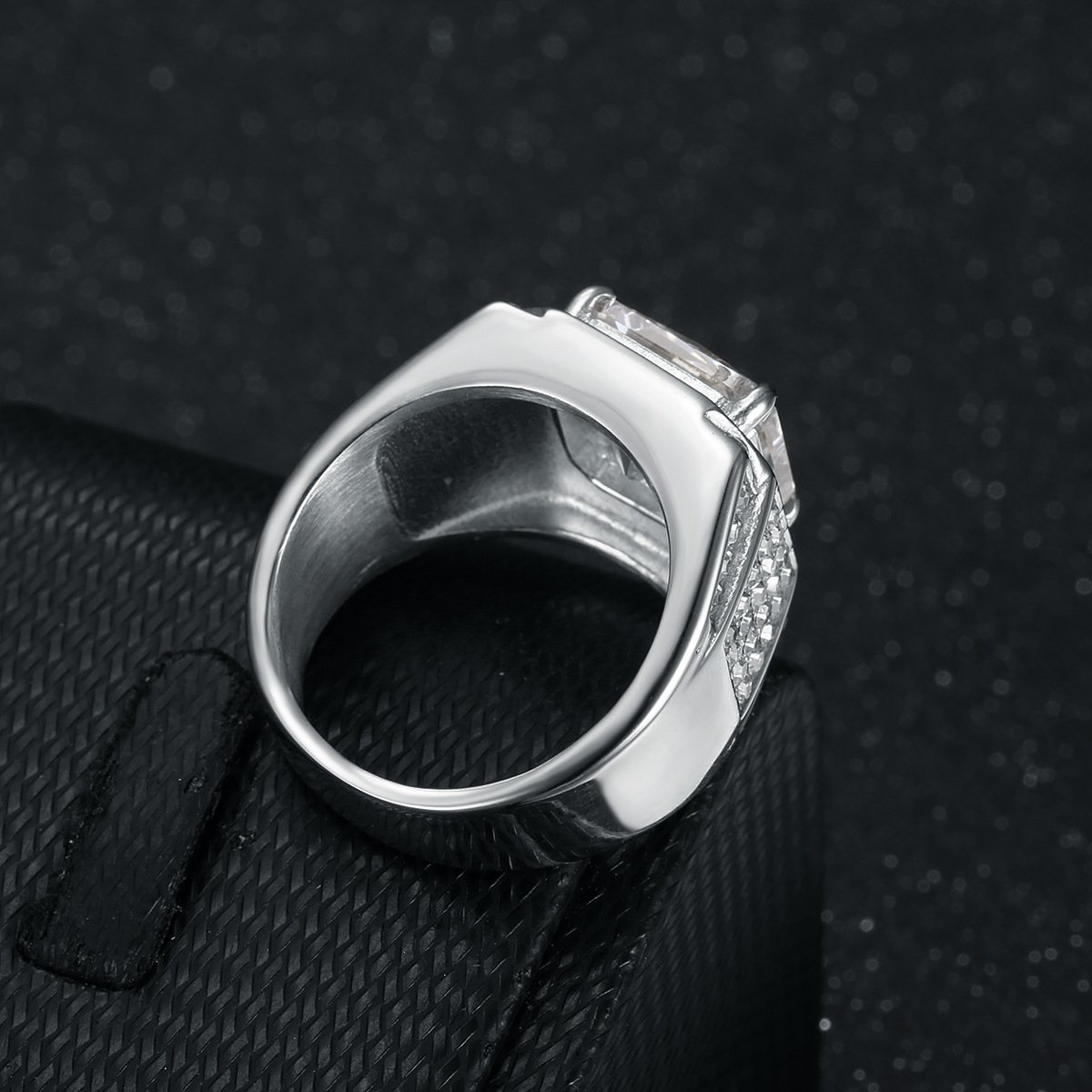 316 Stainless Steel Gold-plated Full Diamond Luxury Inlaid 3A Zircon Hip Hop Men's Ring