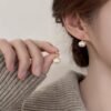 Fashion Steamed Bread Pearl Female Stud Earrings