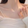 Women's Bow Necklace 999 Sterling Silver Clavicle Chain