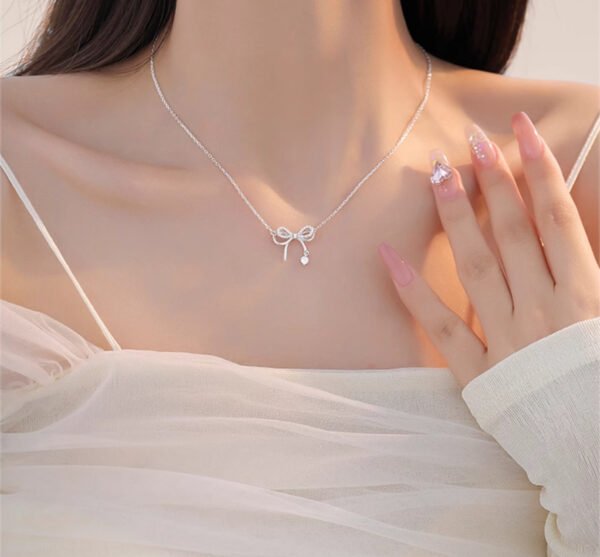 9dc5f986-784c-4847-926b-718eb07b1ff4-2.jpg Women's Bow Necklace 999 Sterling Silver Clavicle Chain