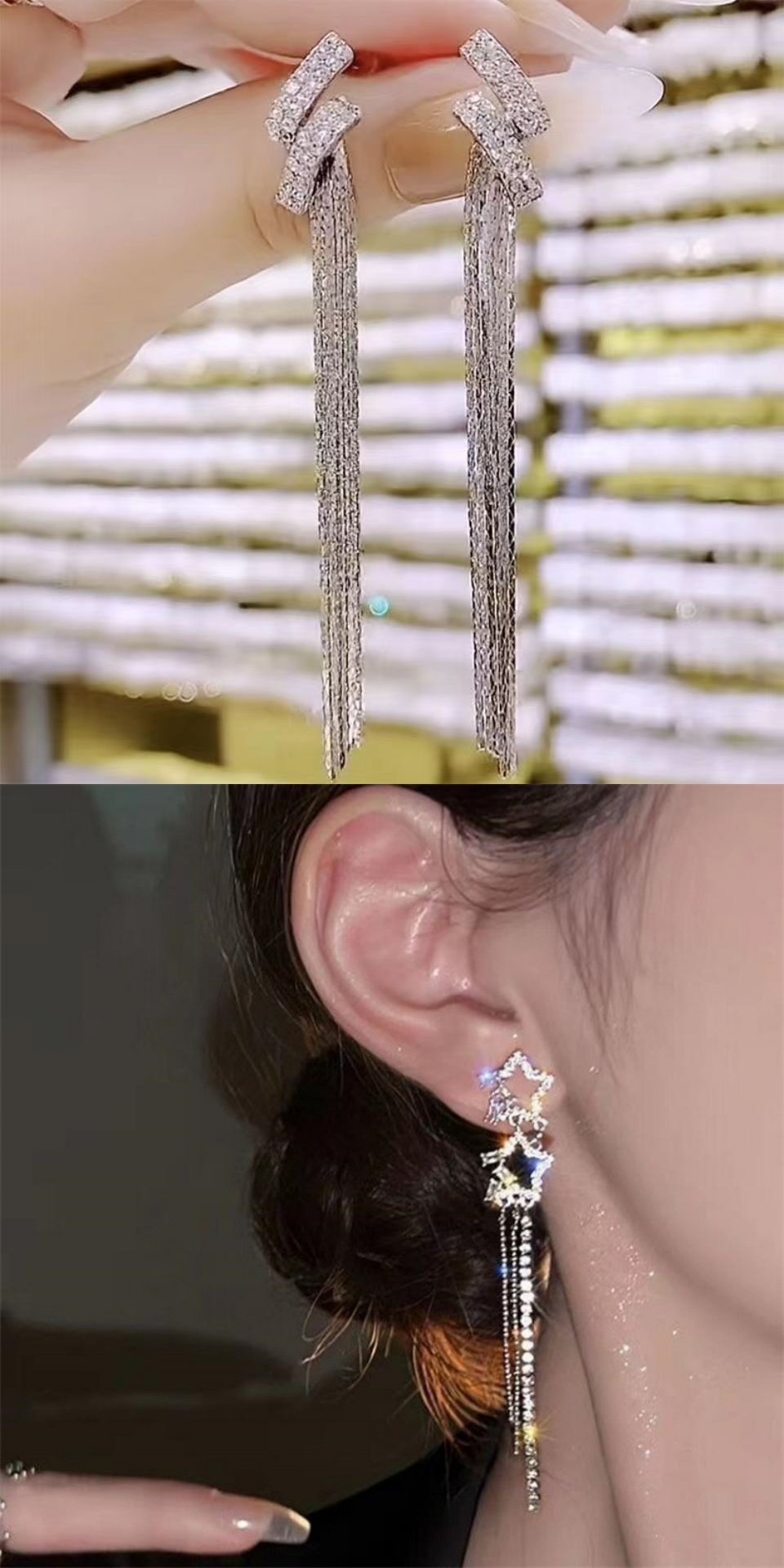 9e49876d-c8fe-427f-9420-6d78bb3a564a.jpg XINGX Water Drop Tassel Earrings Earrings Simple