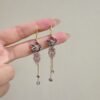 New Purple Delicate Flower Leaf Tassel Earrings