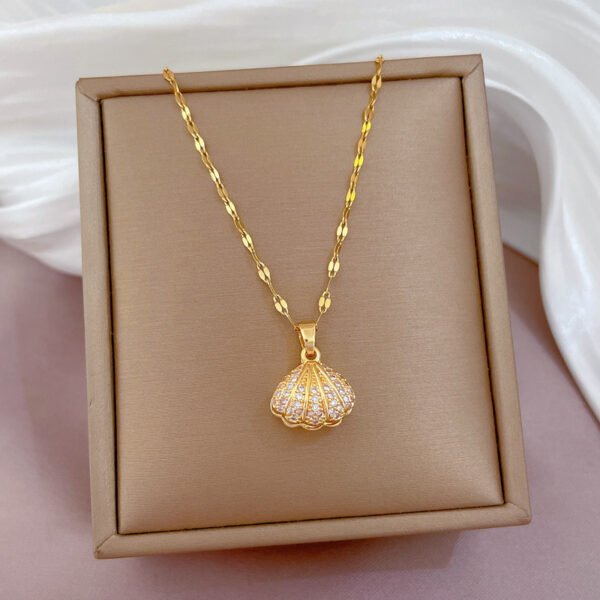 O1CN014VEvzZ2Dy7cEmmof9_2215616488677-0-cib.jpg Shell Pearl Necklace With Rhinestones Female Zircon Temperament Personality Jewelry