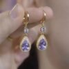 Fashion Purple Droplet Zircon Durian Earrings For Women