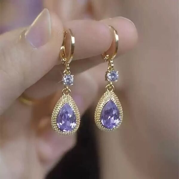 O1CN01AQ5mUp1a87jFMO52S_2215344813284-0-cib-2.jpg Fashion Purple Droplet Zircon Durian Earrings For Women