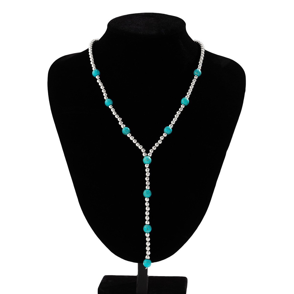 Vacation Style Vintage Turquoise Beaded Clavicle Necklace