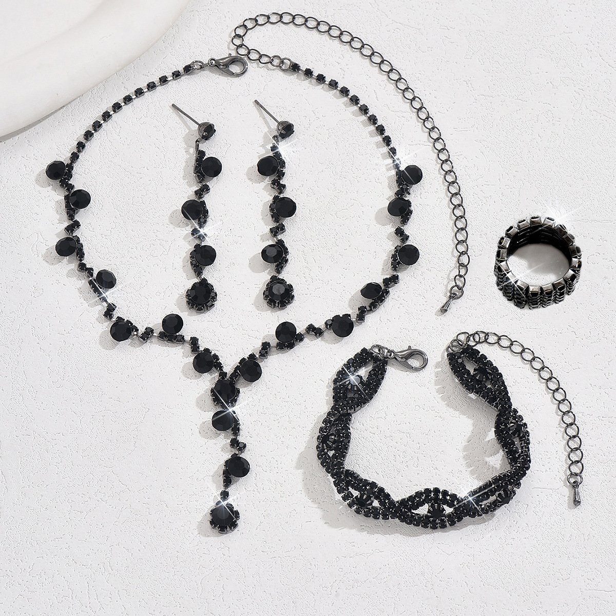 Fashion Crystal Necklace Ear Stud Bracelet Jewelry Accessories