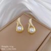 Necklace And Earrings Suite Light Luxury Full Diamond Pearl