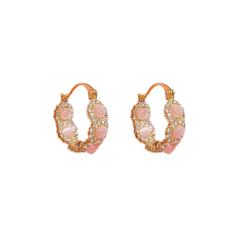 Light Luxury Unique Elegance Retro Opal Circle Ear Clip