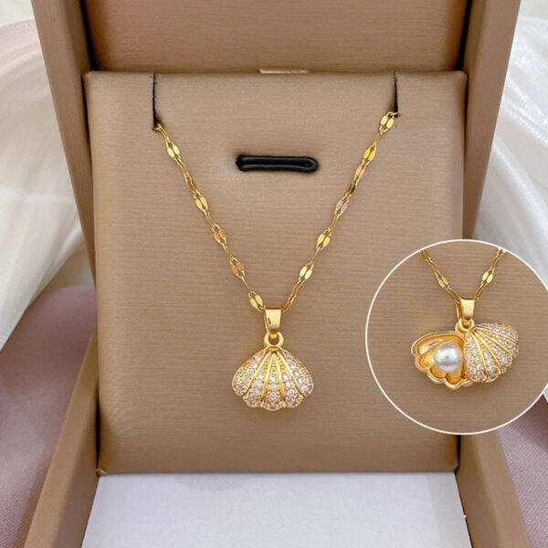 O1CN01YlvgWo2Dy7cDrbNas_2215616488677-0-cib.jpg Shell Pearl Necklace With Rhinestones Female Zircon Temperament Personality Jewelry