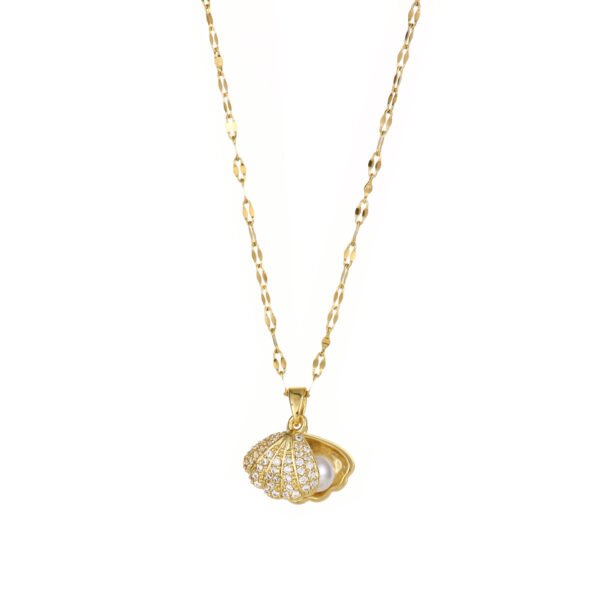 O1CN01YzEvCe2Dy7cKlUaVs_2215616488677-0-cib.jpg Shell Pearl Necklace With Rhinestones Female Zircon Temperament Personality Jewelry