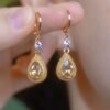 Fashion Purple Droplet Zircon Durian Earrings For Women