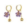Light Luxury Exquisite And Versatile Purple Zircon Flower Ear Clip