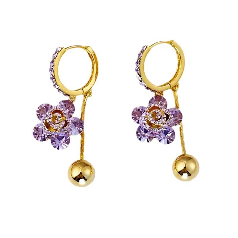 O1CN01dvp9g91JBT6BFZ6Sl_2215557370990-0-cib.jpg Light Luxury Exquisite And Versatile Purple Zircon Flower Ear Clip