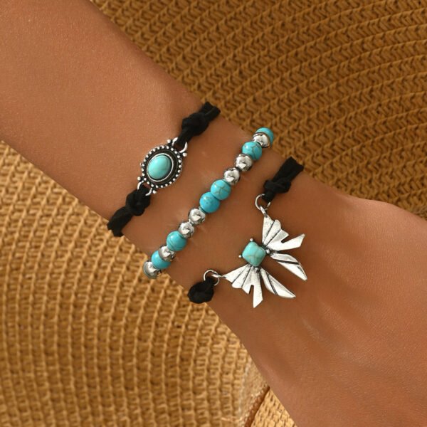 O1CN01rWWNrL1TX82KyJ7Me_2208880022391-0-cib.jpg Geometric Butterfly Turquoise Design Bracelet Three-piece Set