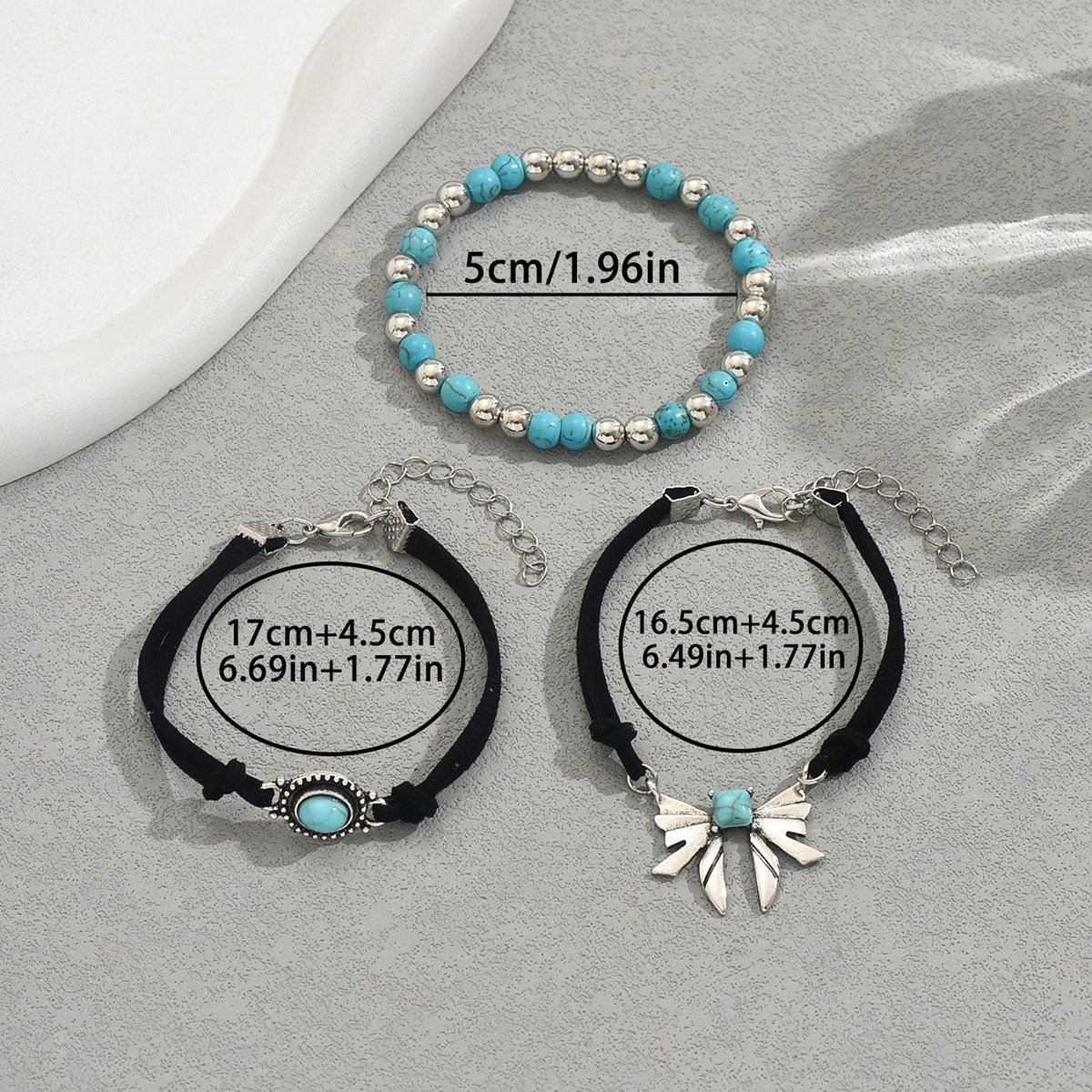 O1CN01ta8SEm1TX82N5qEO3_2208880022391-0-cib.jpg Geometric Butterfly Turquoise Design Bracelet Three-piece Set