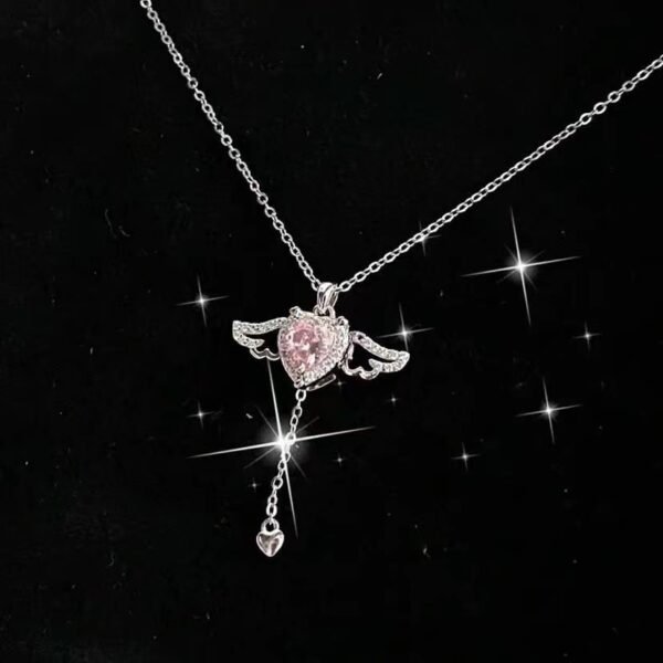 a4c47f13-91d6-4b4c-be9e-f2f7afd27386.jpg Moving Cupid Heart Angel Wings Tassel Necklace With Crystal Clavicle Chain Women Jewelry Gift Valentine's Day