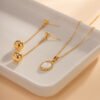 INS Popular Irregular Lava Shell Stainless Steel Oval Pendant Necklace