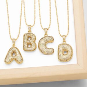 Chain Copper Micro Inlaid Zircon 26 Letter Pendant Necklace FClavicleor Women's Birthday Jewelry Gifts