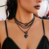 Black Suit Necklace Sweet Cool Peach Heart Halloween Ornaments Necklace For Women