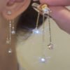Micro Inlaid Zircon Pentagram Tassel Earrings