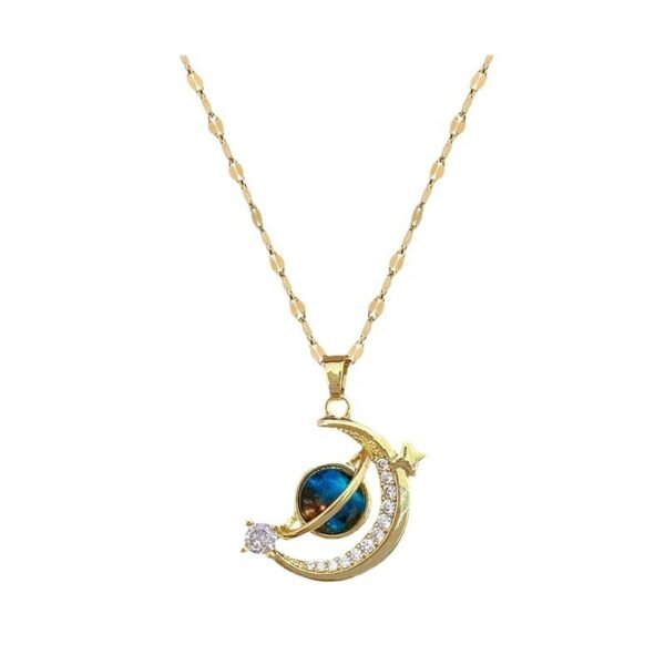 Dream Planet Necklace Stainless Steel Blue Butterfly