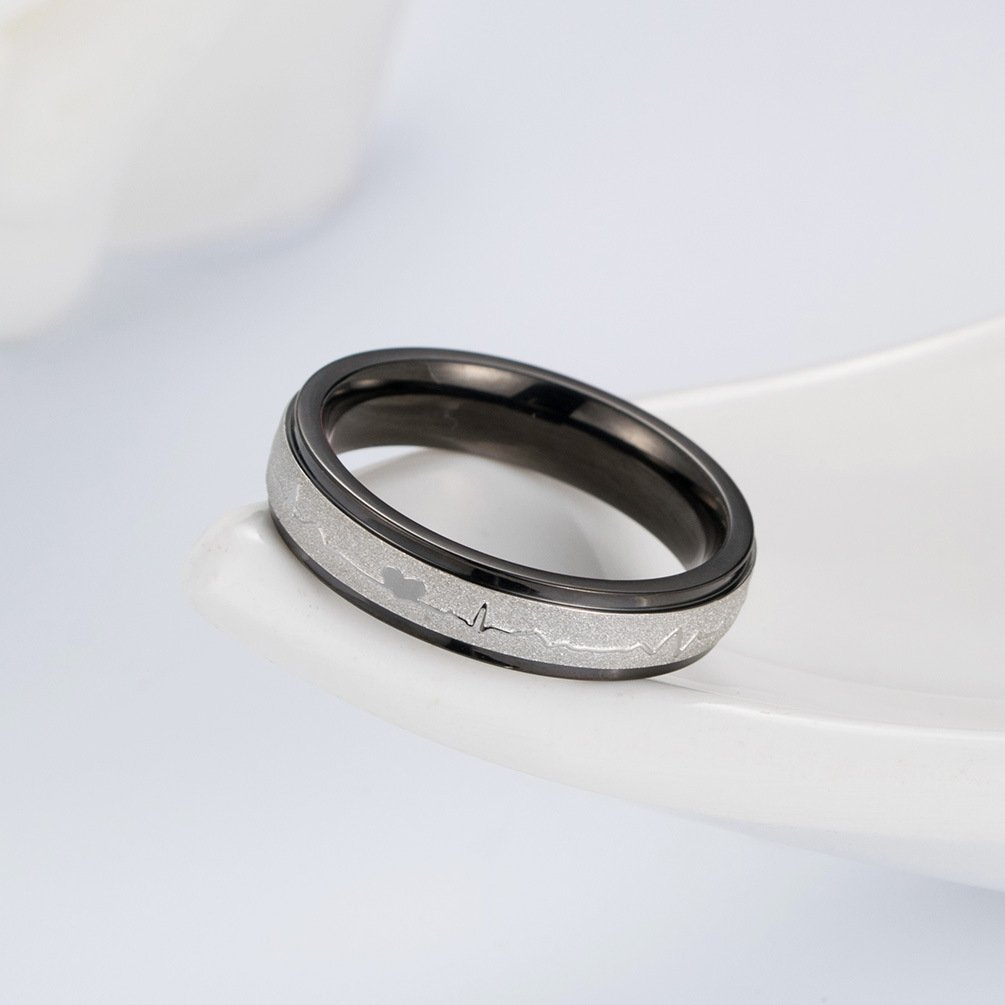 Titanium Steel ECG Shape Couple Ring