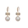 Japanese And Korean Exquisite Fashion Shining Micro Inlaid Zircon Bow Pearl Ear Hook