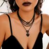Black Suit Necklace Sweet Cool Peach Heart Halloween Ornaments Necklace For Women