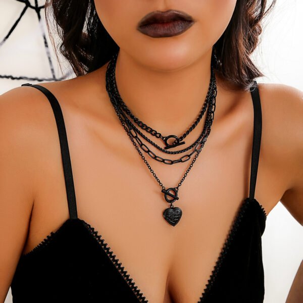 Black Suit Necklace Sweet Cool Peach Heart Halloween Ornaments Necklace For Women