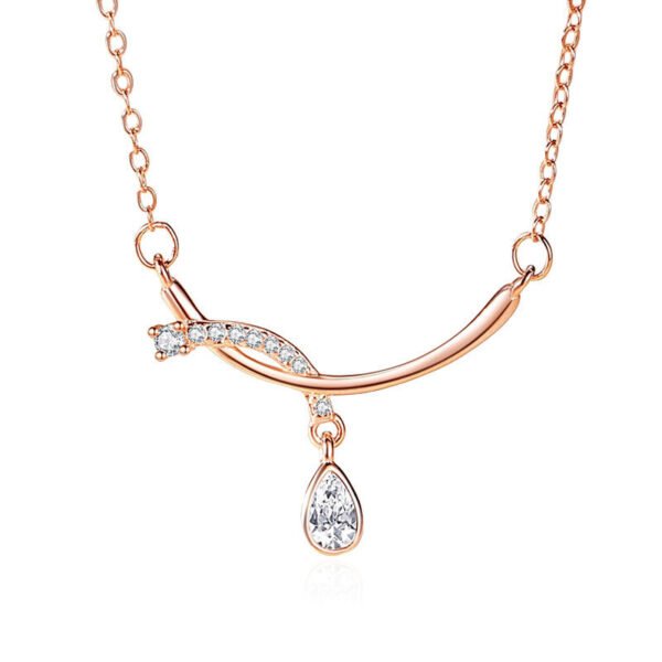 S925 silver water drop necklace Korean version clavicle rhinestone inlaid necklace