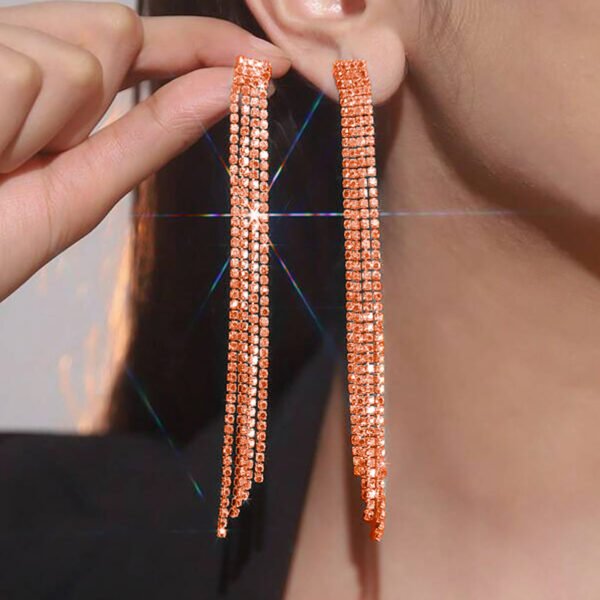 dcd9cb76-33e5-48c7-82d3-7b500b22f248.jpg High-grade Diamond-embedded Multi-row Silver Needle Long Fringe Pendant Earrings