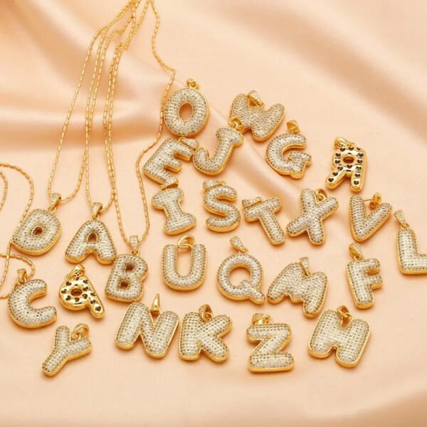 Chain Copper Micro Inlaid Zircon 26 Letter Pendant Necklace FClavicleor Women's Birthday Jewelry Gifts