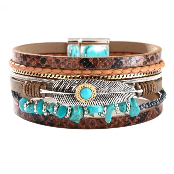 edfc3b16-5cb9-4e2c-860b-1db9a863438b.jpg Women's Vintage Feather Bracelet Trendy Unique Turquoise