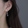 925 Sterling Silver Butterfly Tassel Stud Earrings