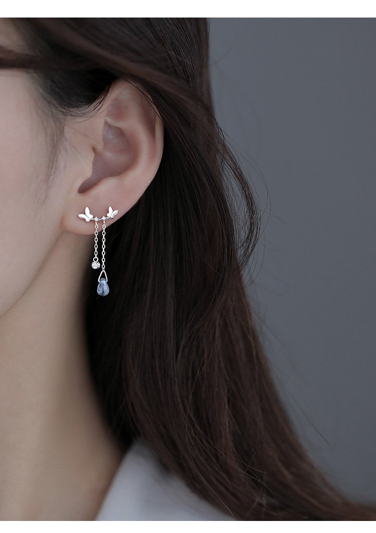 f0034413-56ae-473d-afcc-e24e549bbf6f.jpg 925 Sterling Silver Butterfly Tassel Stud Earrings
