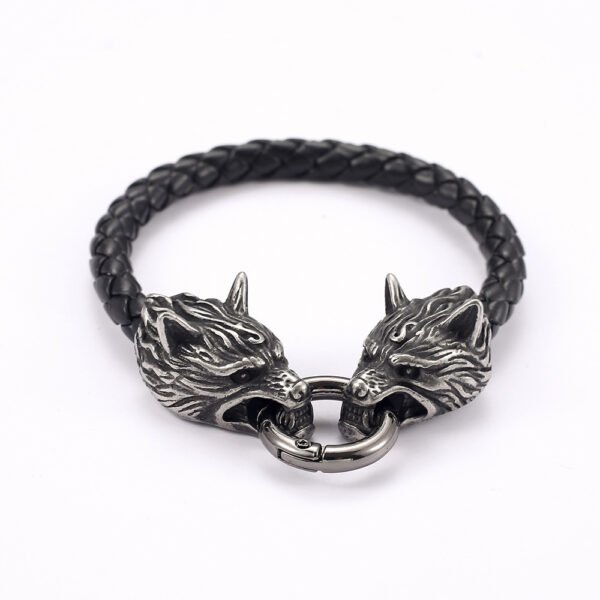 f095bc85-20f8-40cd-8c18-644732b7e3c7.jpg Stainless Steel Nordic Viking Odin Wolf Head Bracelet
