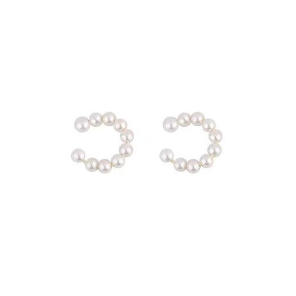 Sterling Silver Needle C- Shaped Pearl Earrings Style Ear Clip Simple Dignified Ear Clips Earrings
