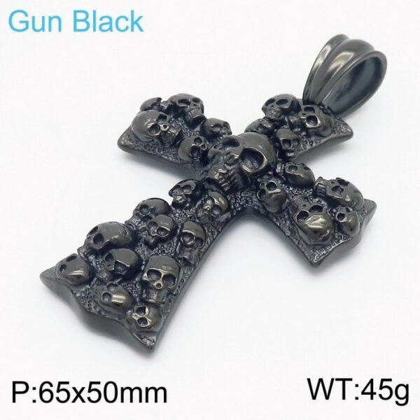 Stainless Steel Cross Shelf Skull Pendant Necklace