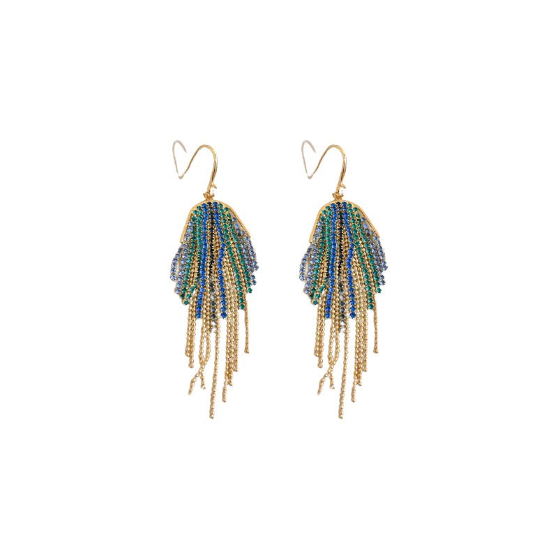 Diamond Inlaid U-shaped Long Tassel Ear Hook In Europe And America