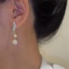 Silver Needle Pearl Rhinestone Earrings