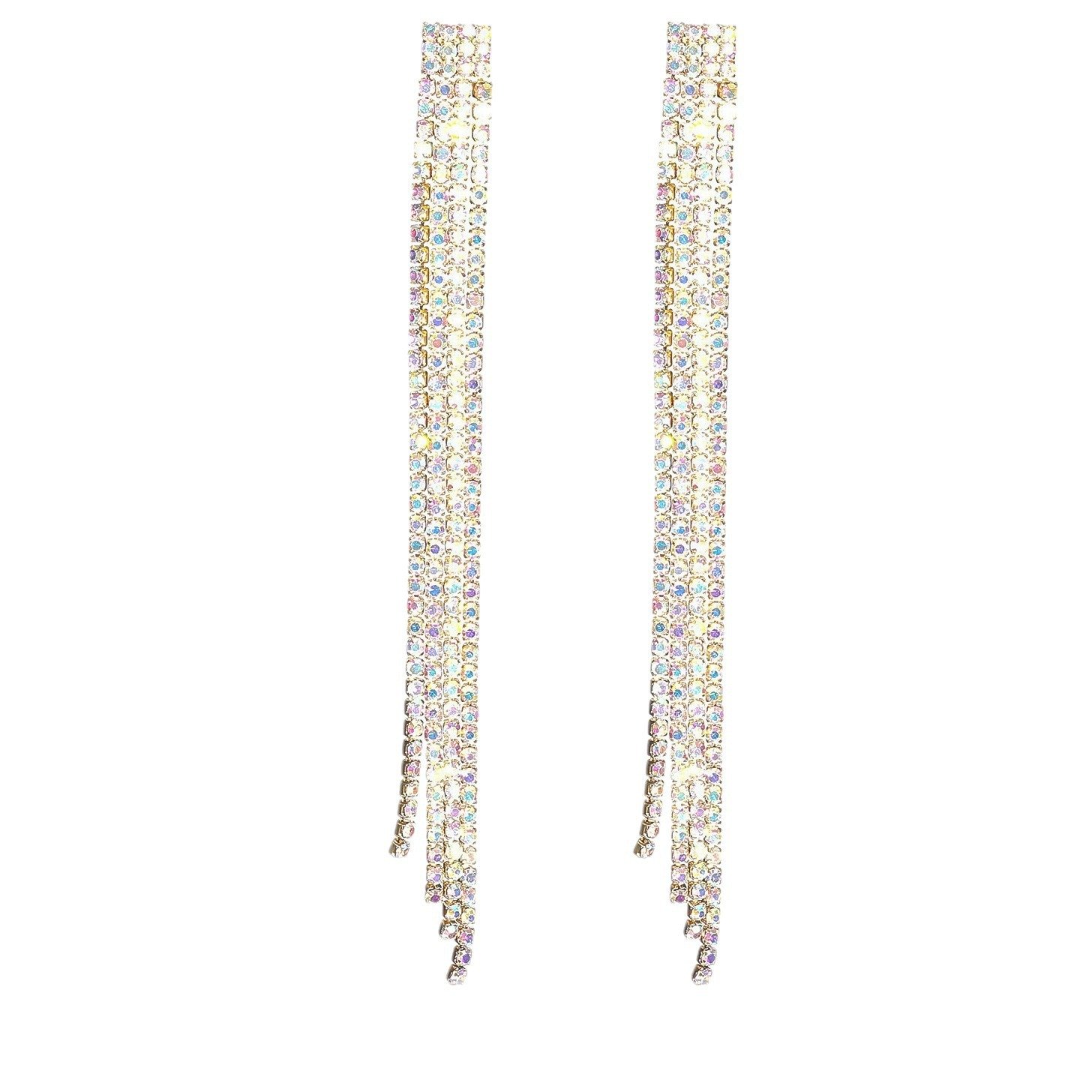 fcd46cc5-cc94-4a9a-81c2-41c23895edab.jpg High-grade Diamond-embedded Multi-row Silver Needle Long Fringe Pendant Earrings