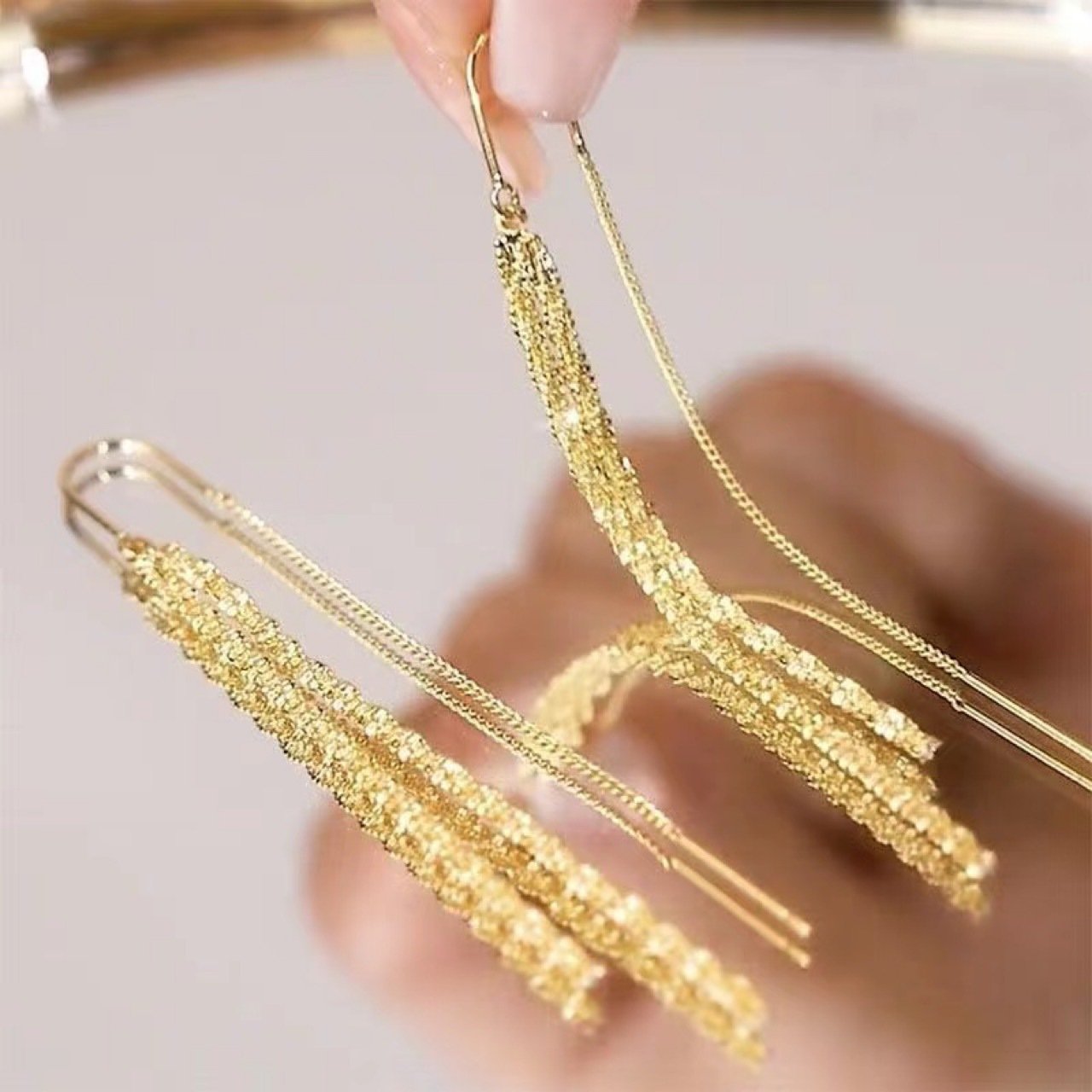 ffa90e20-93b0-4670-9ab7-6bebb3452823.jpg Starry Long Fringe Earrings Women's Anti-lost