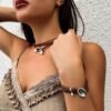 Fashion necklace double-layer winding necklace retro simple clavicle chain high-end